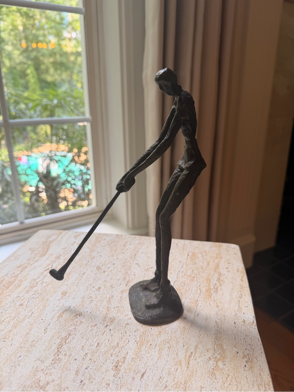 Vintage Brutalist MCM Bronze Golfer Sculpture Figurine